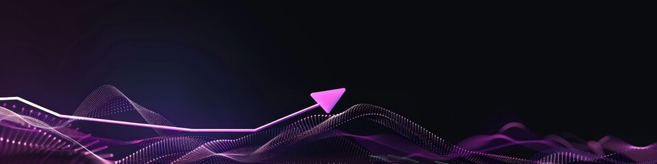 Deep purple digital arrow scaling a hyper-realistic graph, dark theme,