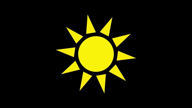 Sun icon yellow color neon animation , black backgraound