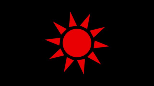 Sun icon red color neon animation , black backgraound