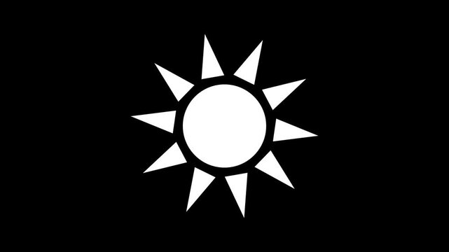 Sun icon white color neon animation , black backgraound
