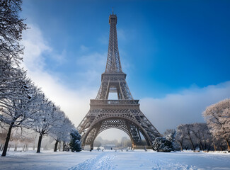 eiffel tower in winter