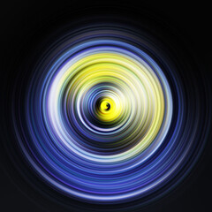 Colorful radial motion effect. Abstract rounded background. Color curves and sphere.