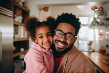 Obraz premium Smiling portrait of a young father with daughter at home