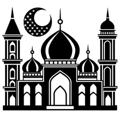 Set Of Mosque icon vector silhouette 