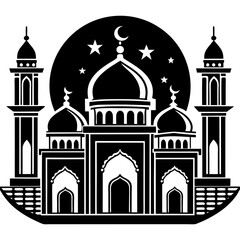 Set Of Mosque icon vector silhouette 