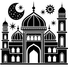 Set Of Mosque icon vector silhouette 