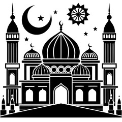 Set Of Mosque icon vector silhouette 