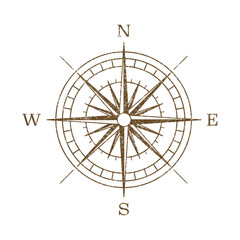 Vector Vintage Wind Rose Symbol, Compass Icon Closeup, Isolated © gomolach
