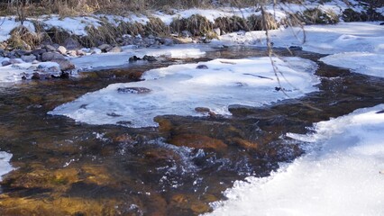 Frozen river at thaw