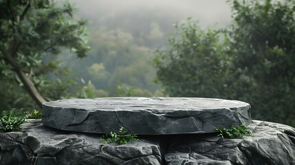 Obraz premium Stone Platform in Lush Jungle