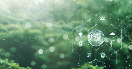 Grüne Technologie und nachhaltige Zukunft mit Erde und Pflanzen, Green technology and a sustainable future with soil and plants