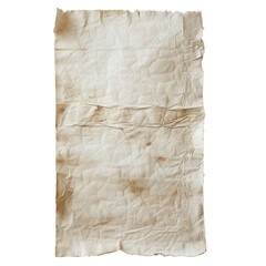 a parchment white old dirty wrinkled crumpled paper cut out background
