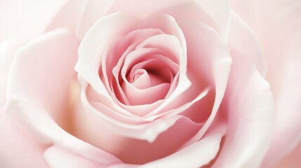 Soft focus of a delicate pink rose in full bloom on a pastel pink background, perfect for Valentine s Day or a romantic wedding invitation.