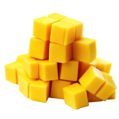 pile of mango cut in cubes piece transparent background