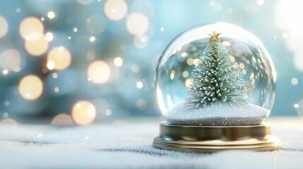 A Christmas tree is inside a glass globe