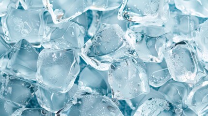 Obraz premium A close up of ice cubes in a blue background