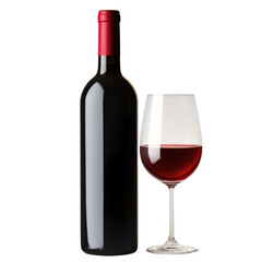 red wine bottle and glass transparent background