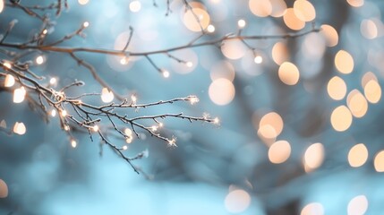 Fototapeta premium tree branch with lights on it