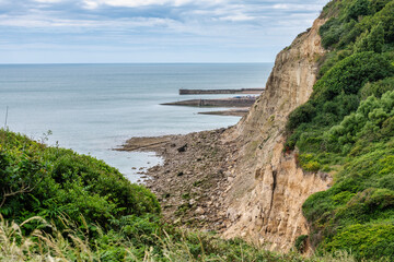 The East Cliffs at Hastings in East Sussex, England