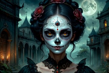 Frau Dias del Muerto Halloween