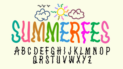 summer font display, doodle handwritten design