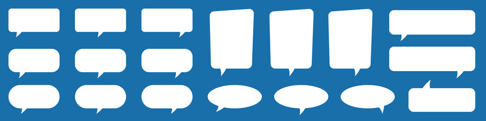 Set of speech bubbles. Speak bubble text, cartoon chatting box, message box. Blank empty speech bubbles.