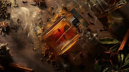 Spiced Perfume on Wooden Table