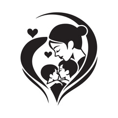 Mother Love Design Logo. Mother love heart love logo vector template illustration symbol creative design