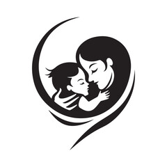 Mother and her baby logo design symbol Vector isolated on white background