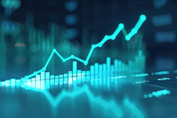 Elegant chart with a turquoise ascending curve, minimal market growth visualization,