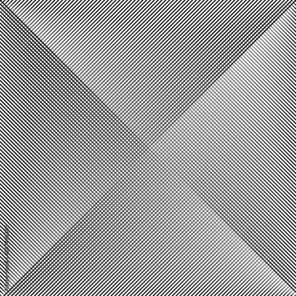 Poster abstract monochrome geometric diagonal black white gradient cross line pattern.