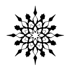 Silhouette of a snowflake on a white background