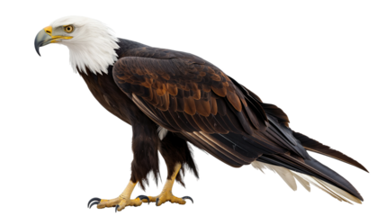 Eagle isolated on white or transparent background, png clipart, design element. Easy to place on any other background.