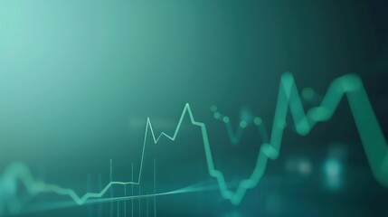 Elegant line graph on mint green background, rising steadily, market growth signal, minimalist style