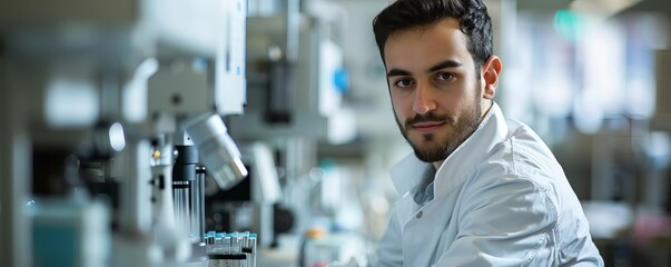 Chemical engineer analyzing results from a chromatography machine, Engineer, scientific and precise
