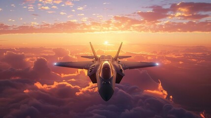 a fighter jet flying through a cloudy sky