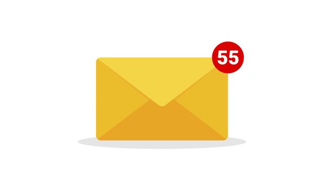 Mail inbox animation on transparent background