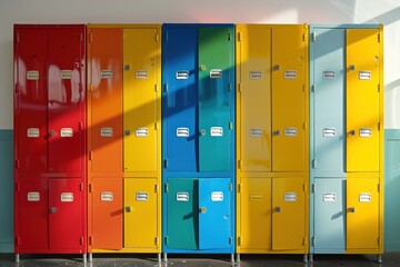 school colorful cabinets or lockers