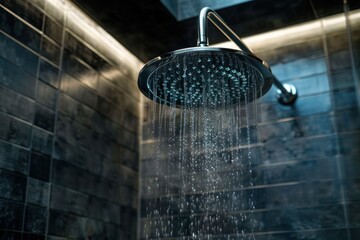 showerhead of shower of water in bathroom