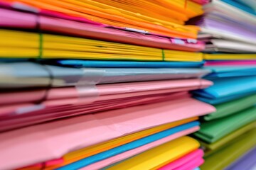 Fototapeta premium stack of colorful office paper and documents