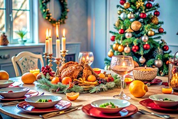 festive traditional christmas table