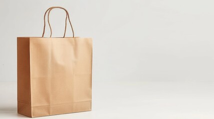 Craft paper bag mockup template on white background with copy space