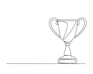 Trophy single line vector illustration. Continuous line drawing of Trophy Cup.