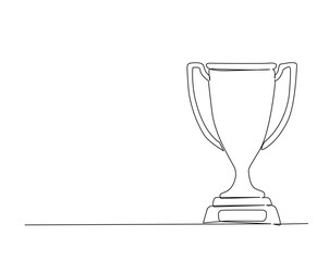 Trophy single line vector illustration. Continuous line drawing of Trophy Cup.
