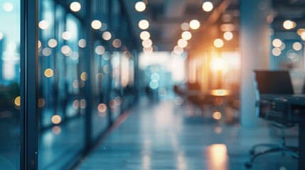 Obraz premium Blurred bokeh background in empty business office