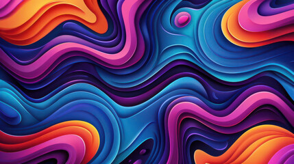 Fototapeta premium Psychedelic landscape, bold colors, abstract shapes, high resolution, surreal patterns.