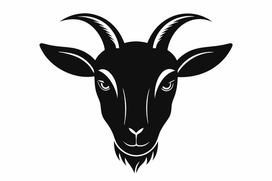 recommend clip art: Goat silhouette. Goat black icon on white background, Goat Head Vector Design vector.