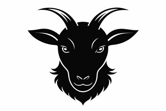 recommend clip art: Goat silhouette. Goat black icon on white background, Goat Head Vector Design vector.