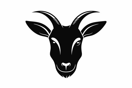 recommend clip art: Goat silhouette. Goat black icon on white background, Goat Head Vector Design vector.