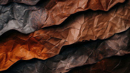 A brown and black paper with a rough texture, abstract background.